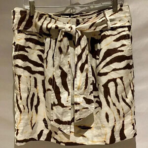 Banana Republic Zebra Linen Belted Skirt, size 12